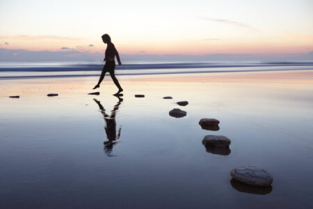 Stepping stones over water