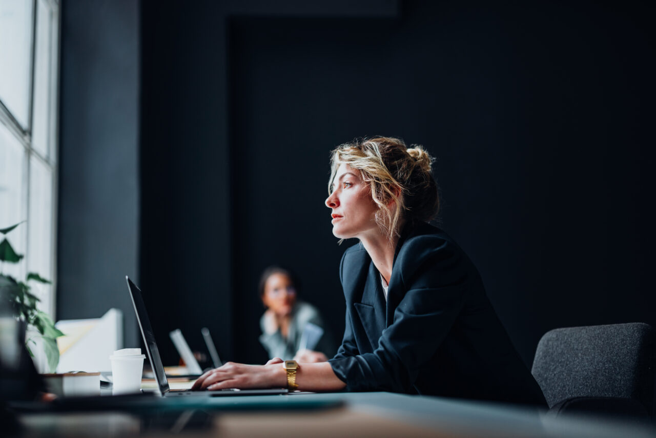 Business Woman Working On A Laptop Computer In The Office